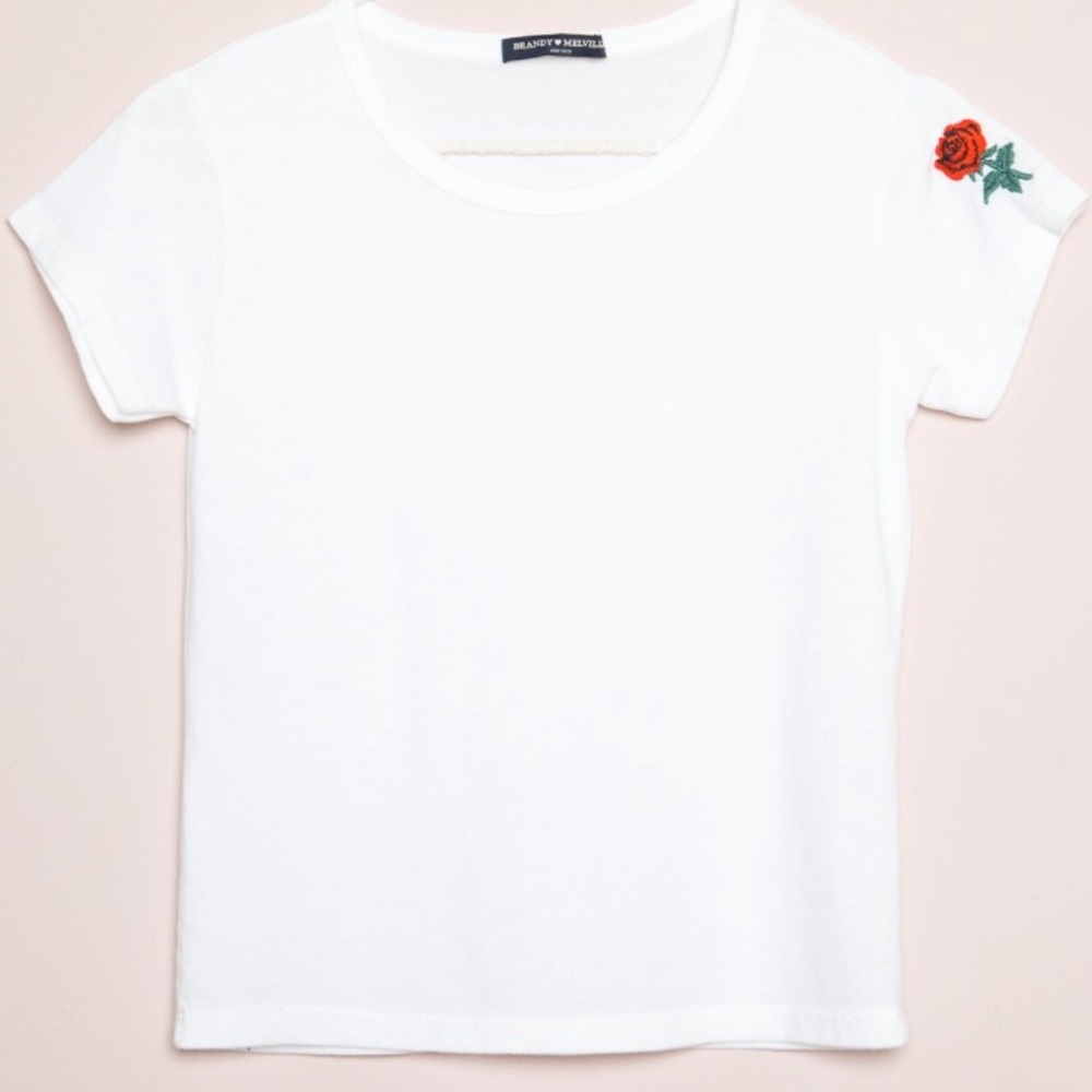 Brandy Melville rose embroidered t-shirt